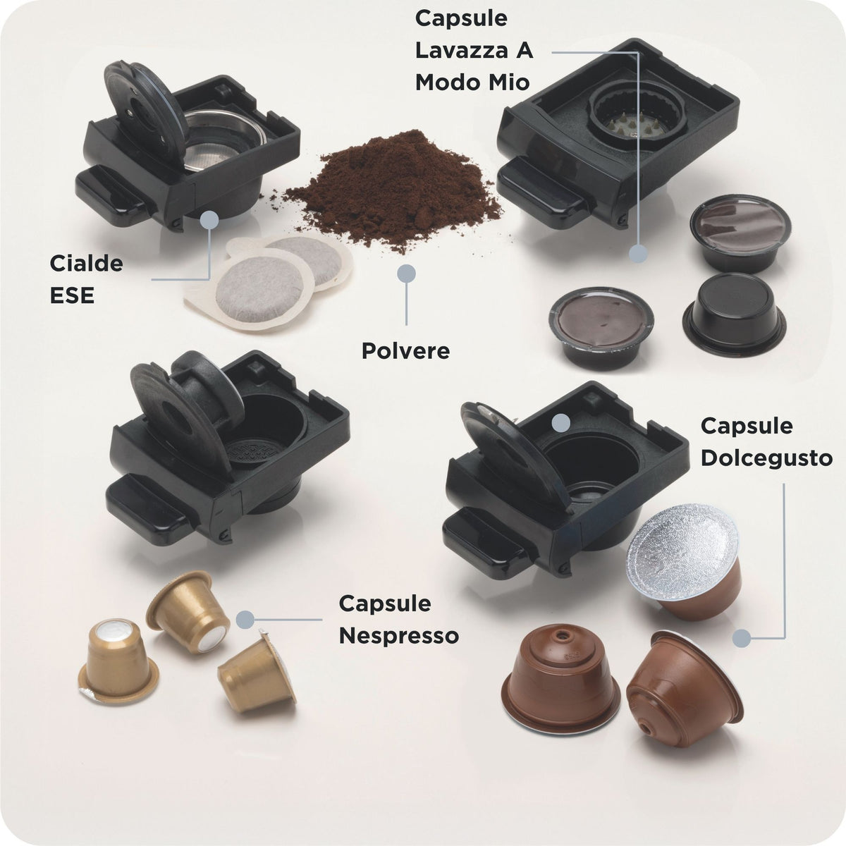 ARIETE - 4-in-1 Coffee Pod Machine - Black - 1304/01 - Kitchenary