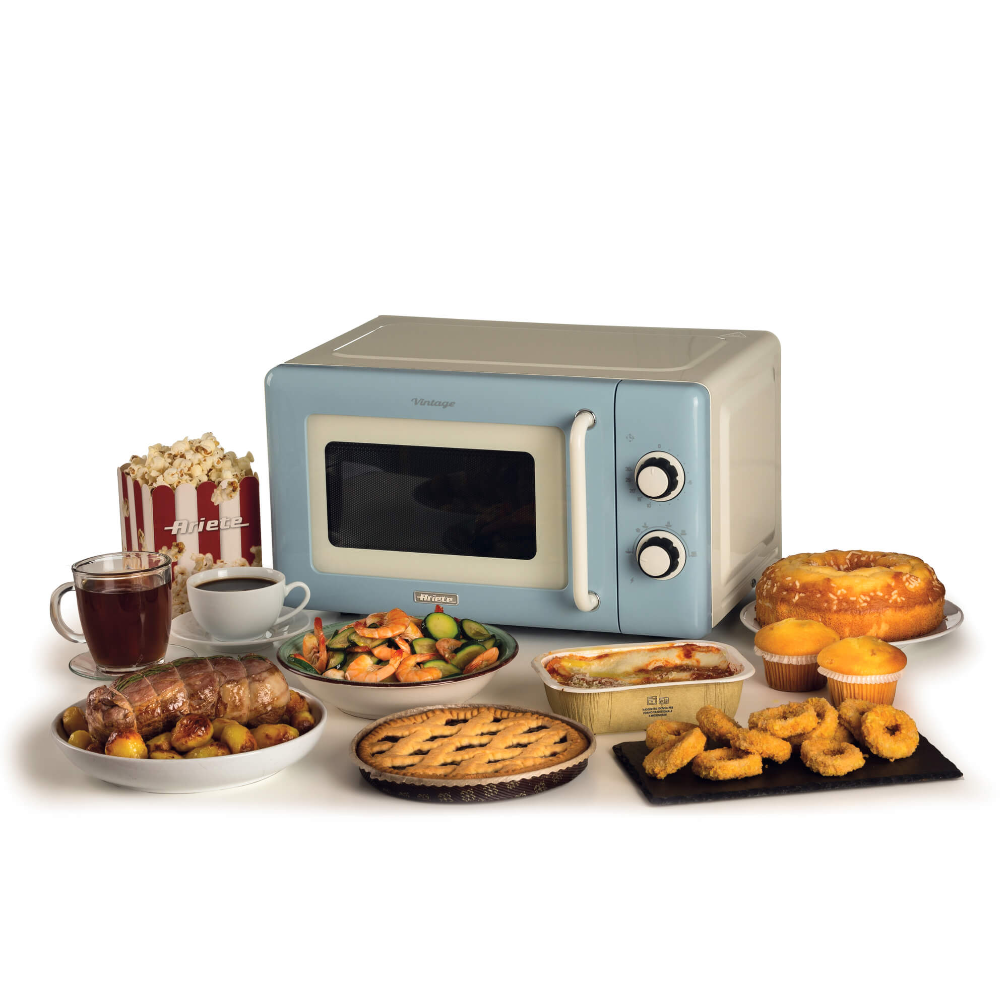 ARIETE - 800W 20L Vintage Mechanical Microwave - Blue - 3960/05 - Kitchenary