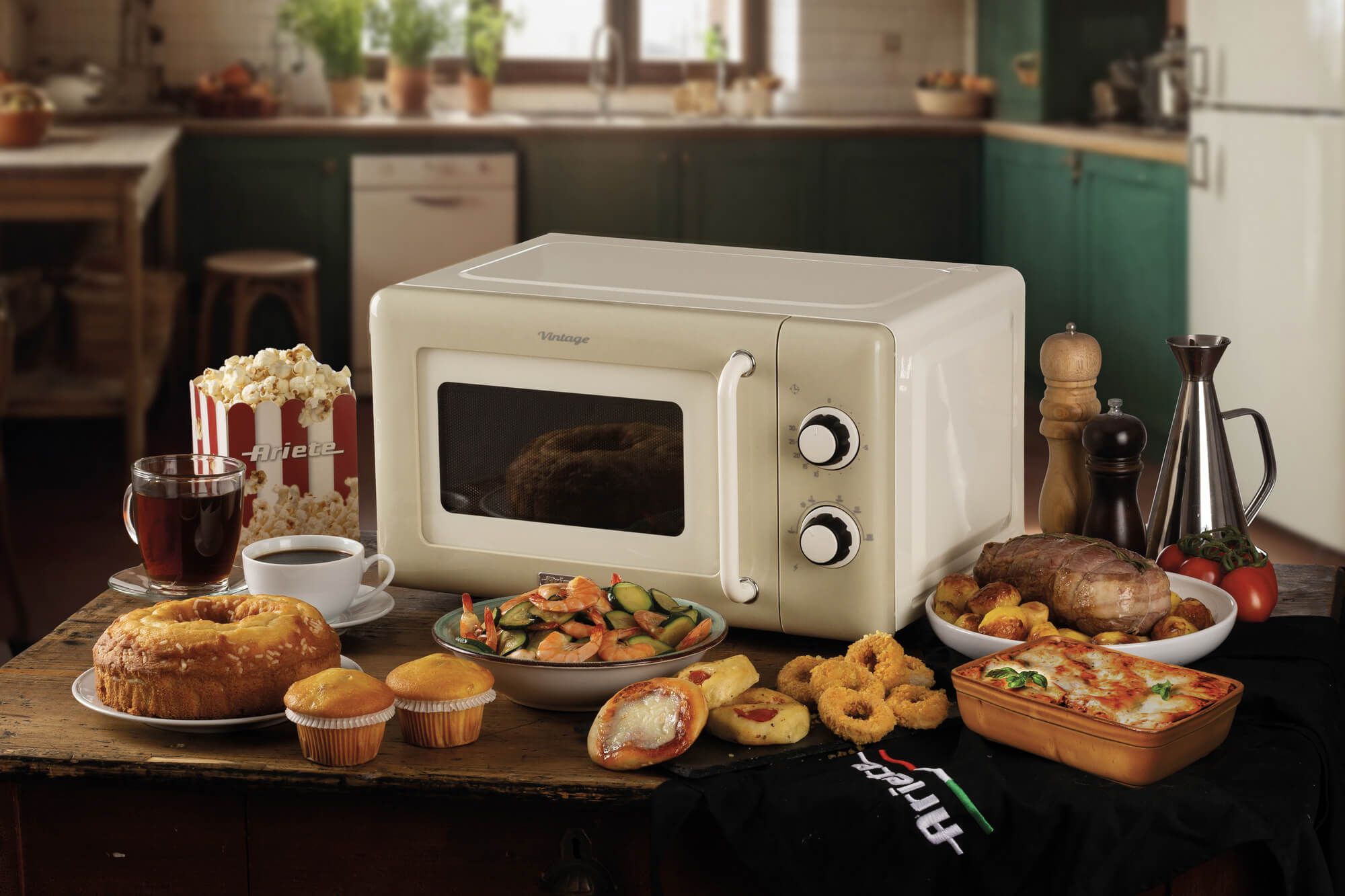 ARIETE - 800W 20L Vintage Mechanical Microwave - Cream - 3960/03 - Kitchenary