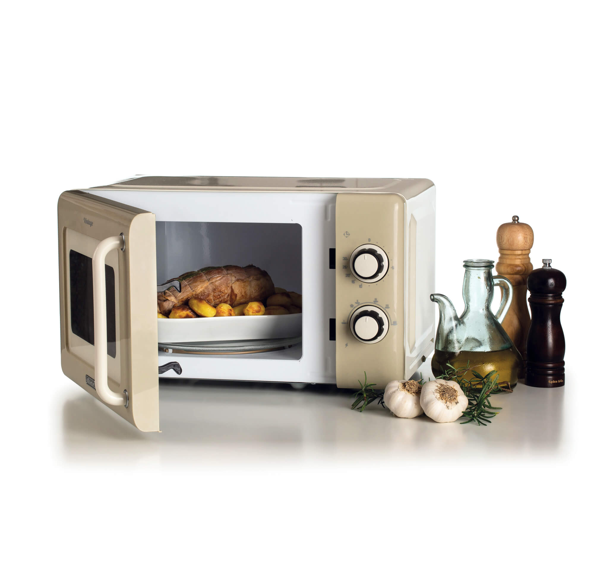 ARIETE - 800W 20L Vintage Mechanical Microwave - Cream - 3960/03 - Kitchenary