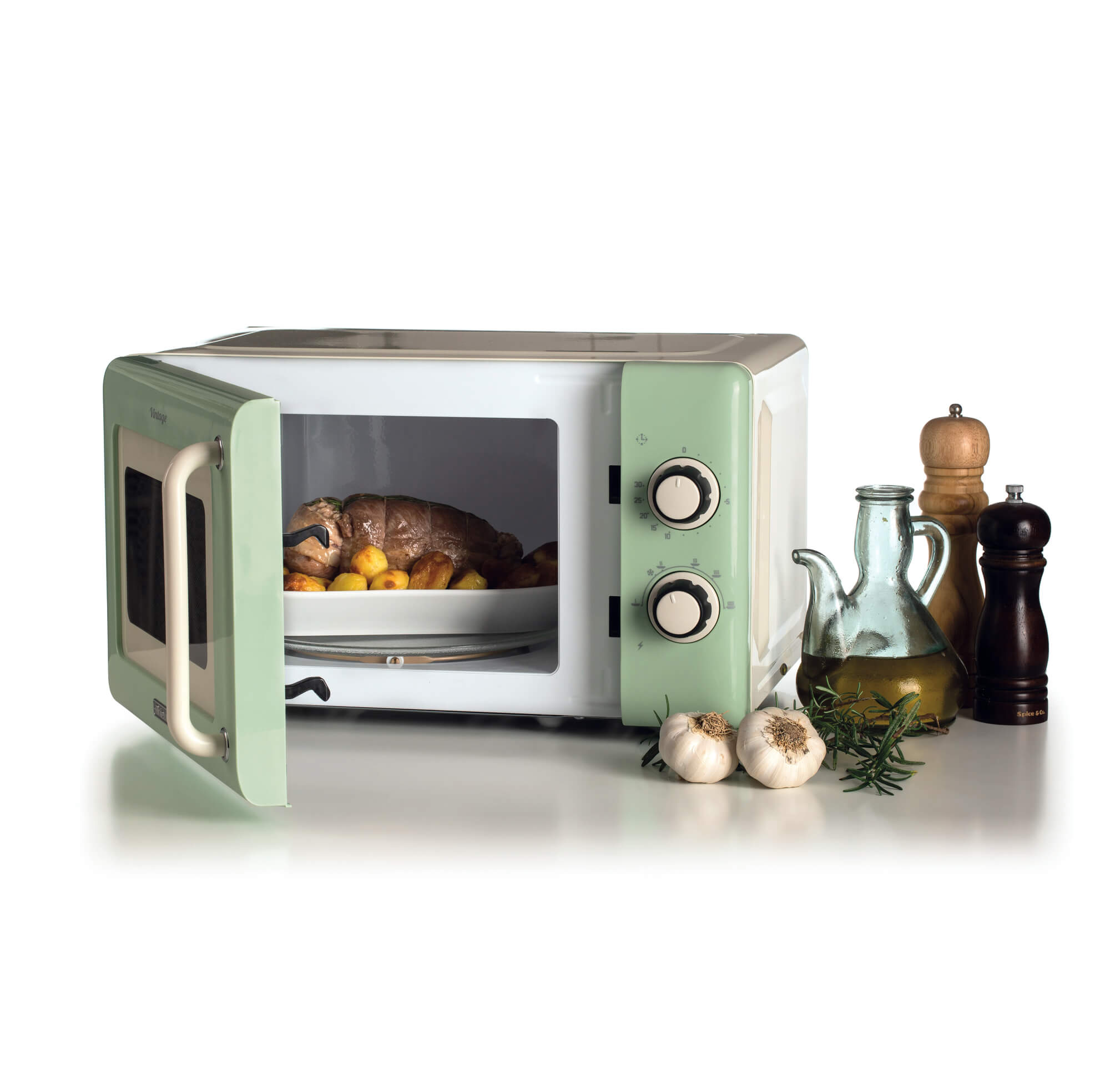 ARIETE - 800W 20L Vintage Mechanical Microwave - Green - 3960/04 - Kitchenary