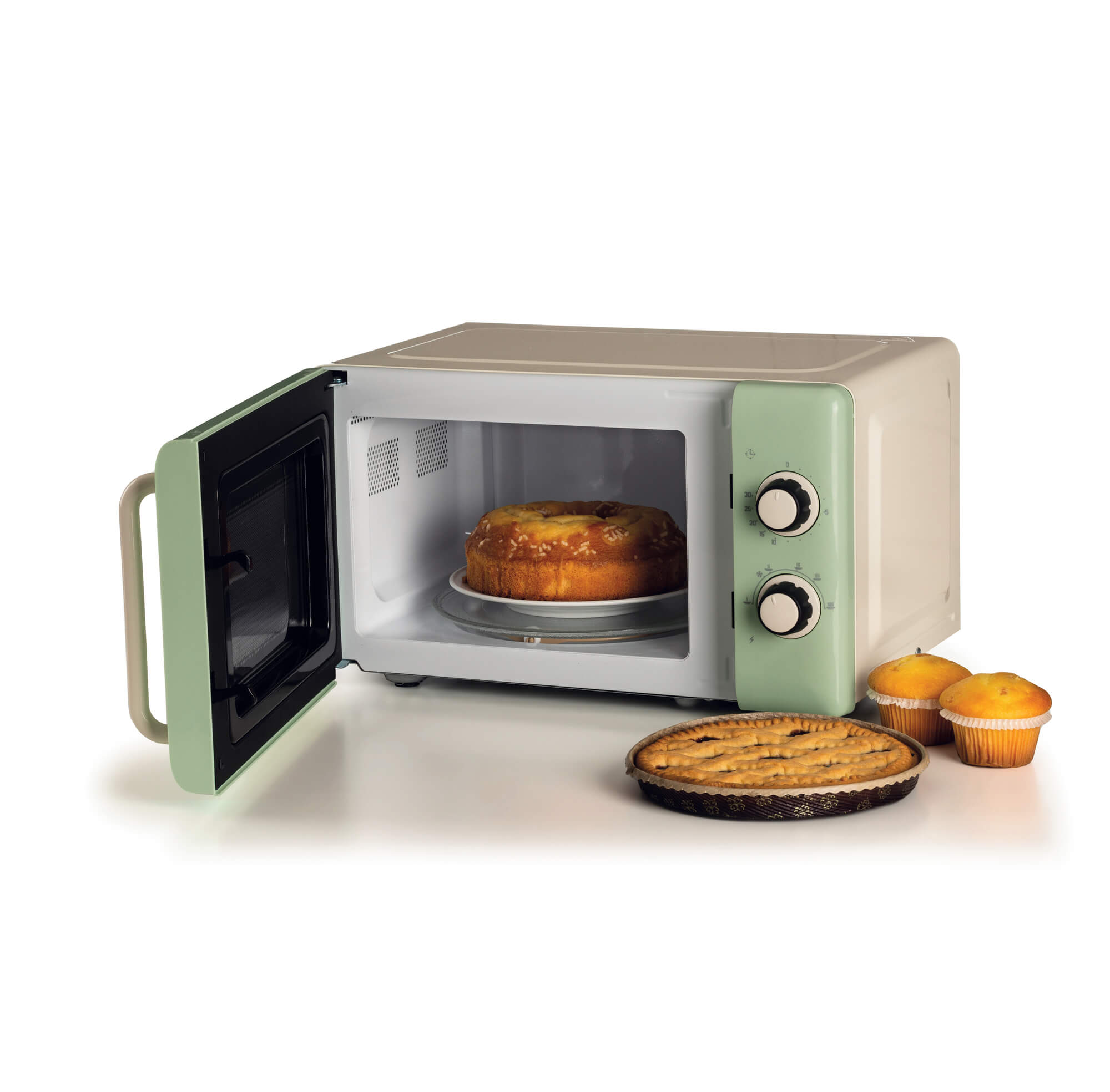 ARIETE - 800W 20L Vintage Mechanical Microwave - Green - 3960/04 - Kitchenary