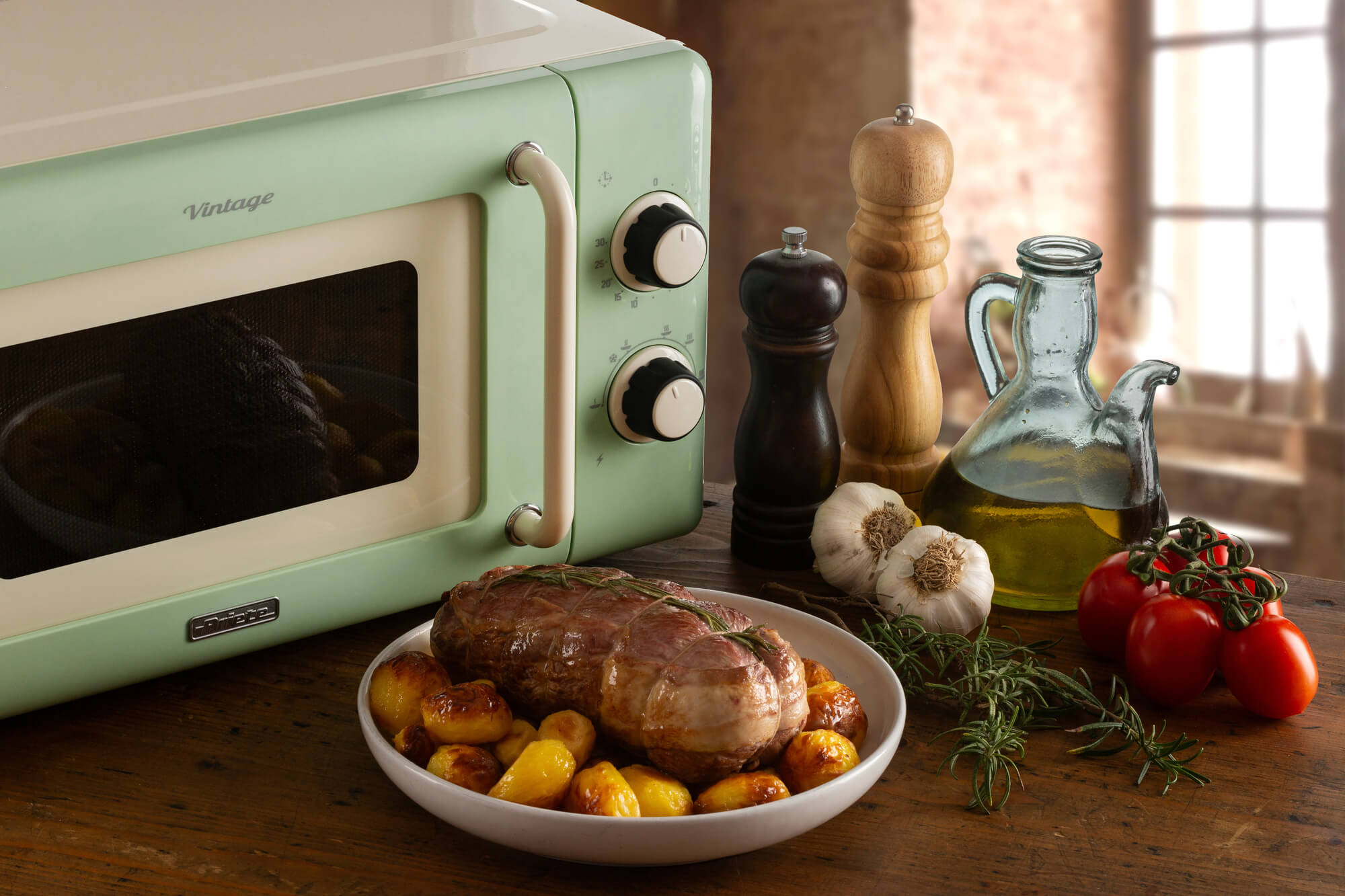 ARIETE - 800W 20L Vintage Mechanical Microwave - Green - 3960/04 - Kitchenary