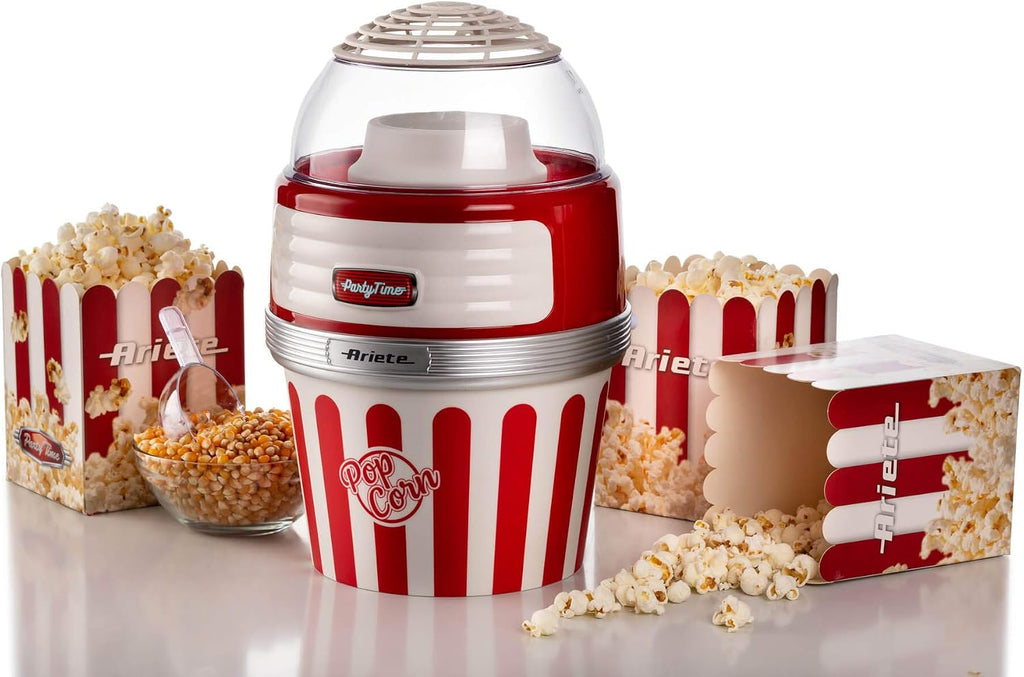 ARIETE - Retro Popcorn Maker with Serving Bowl - Red - 2957/00 - Kitchenary