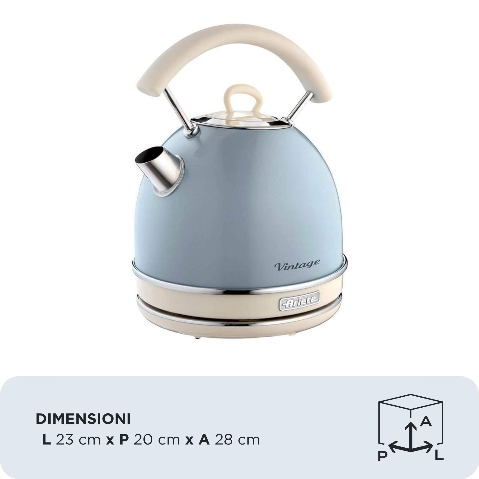 ARIETE - Vintage 1.7L Dome Kettle - Blue - 2877/05 - Kitchenary