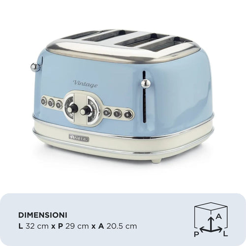 ARIETE - Vintage 4 Slice Toaster - Blue - 0156/05 - Kitchenary