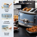 ARIETE - Vintage 4 Slice Toaster - Blue - 0156/05 - Kitchenary