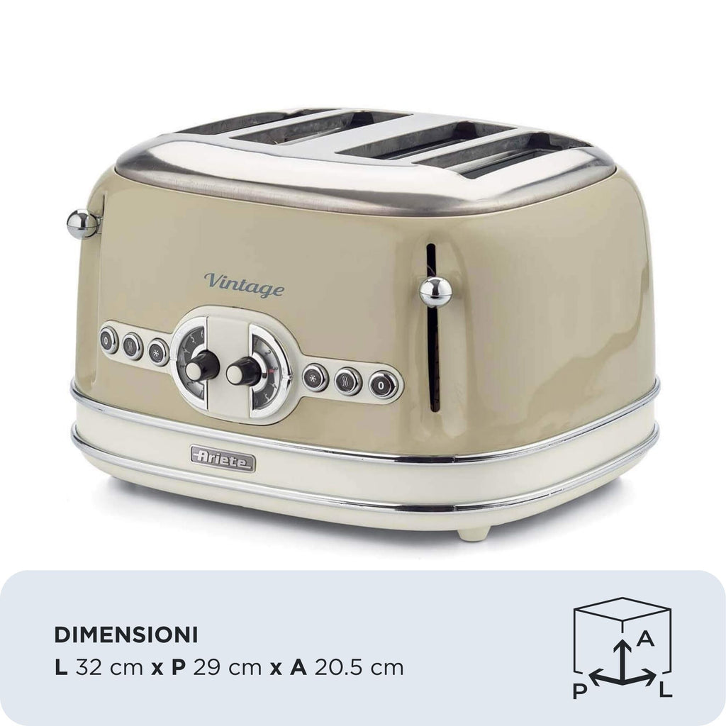 ARIETE - Vintage 4 Slice Toaster - Cream - 0156/03 - Kitchenary