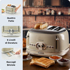 ARIETE - Vintage 4 Slice Toaster - Cream - 0156/03 - Kitchenary