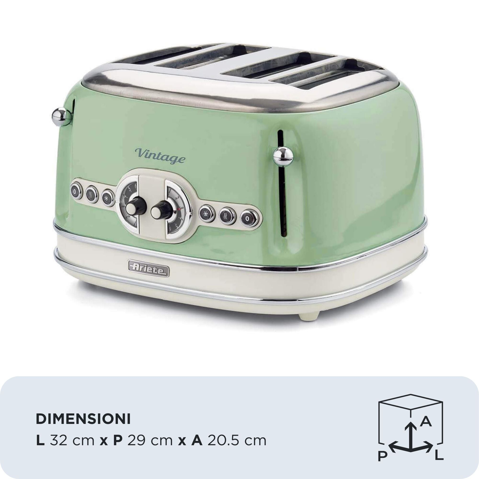 ARIETE - Vintage 4 Slice Toaster - Green - 0156/04 - Kitchenary