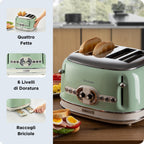 ARIETE - Vintage 4 Slice Toaster - Green - 0156/04 - Kitchenary