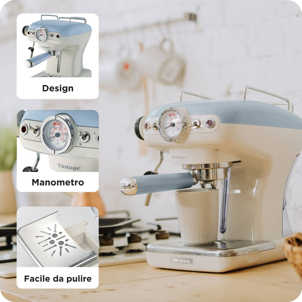 ARIETE - Vintage Espresso Coffee Maker - Blue - 1389/15 - Kitchenary