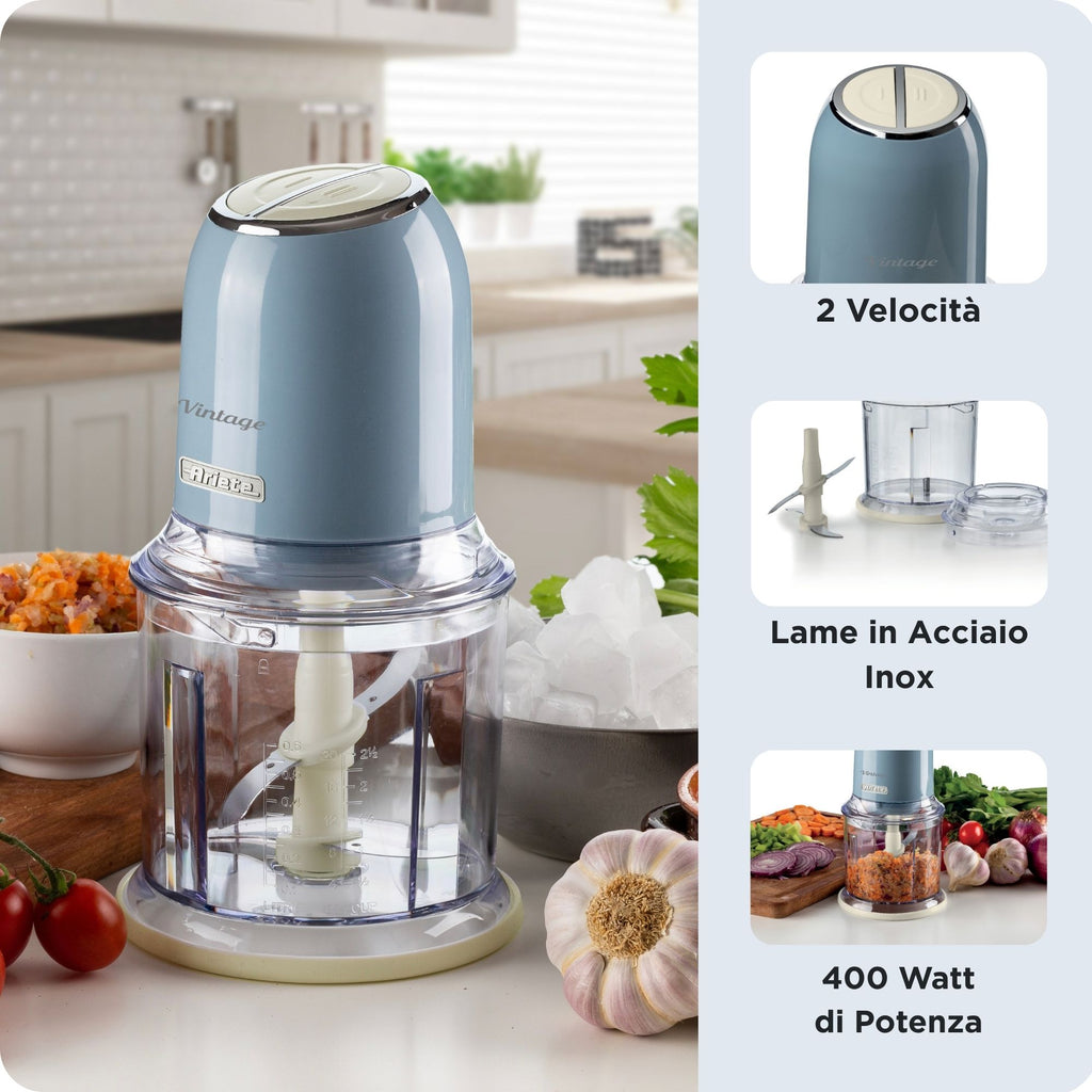 ARIETE - Vintage Mini Chopper - Blue  - 0438/05 - Kitchenary