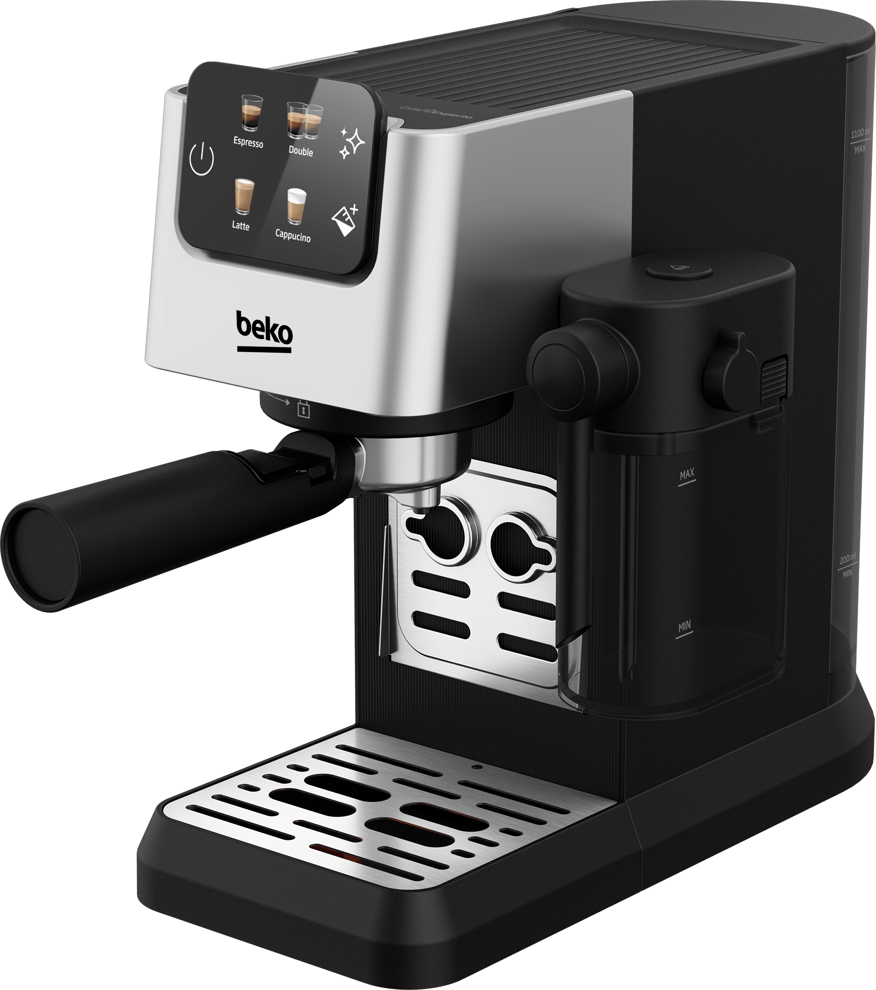 BEKO - CaffeExperto Semi Automatic Espresso Coffee Machine with Integrated Milk Jug - Silver - CEP5304X - Kitchenary