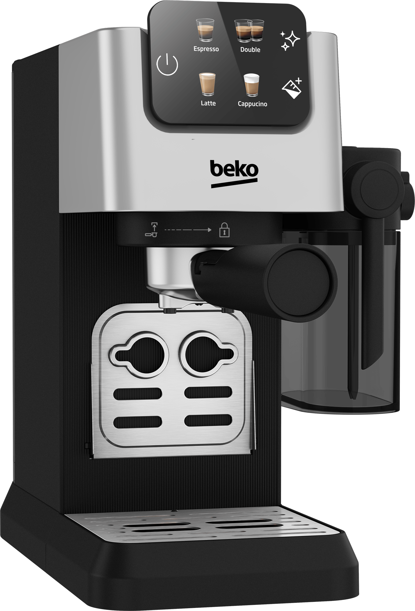 BEKO - CaffeExperto Semi Automatic Espresso Coffee Machine with Integrated Milk Jug - Silver - CEP5304X - Kitchenary