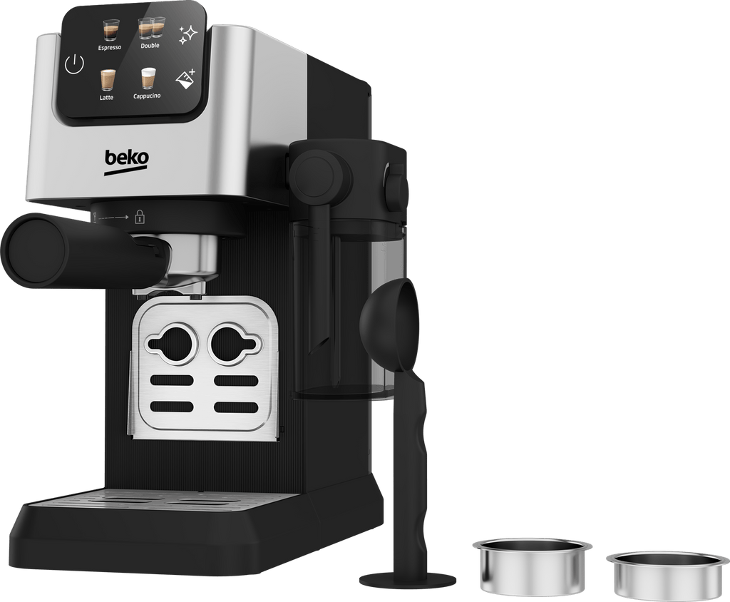 BEKO - CaffeExperto Semi Automatic Espresso Coffee Machine with Integrated Milk Jug - Silver - CEP5304X - Kitchenary