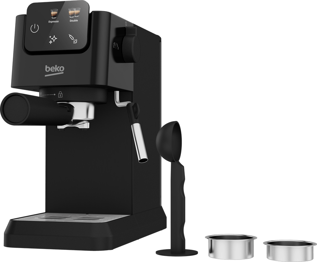 BEKO - CaffeExperto Manual Espresso Coffee Machine with Steam Wand - Black - CEG5302B - Kitchenary