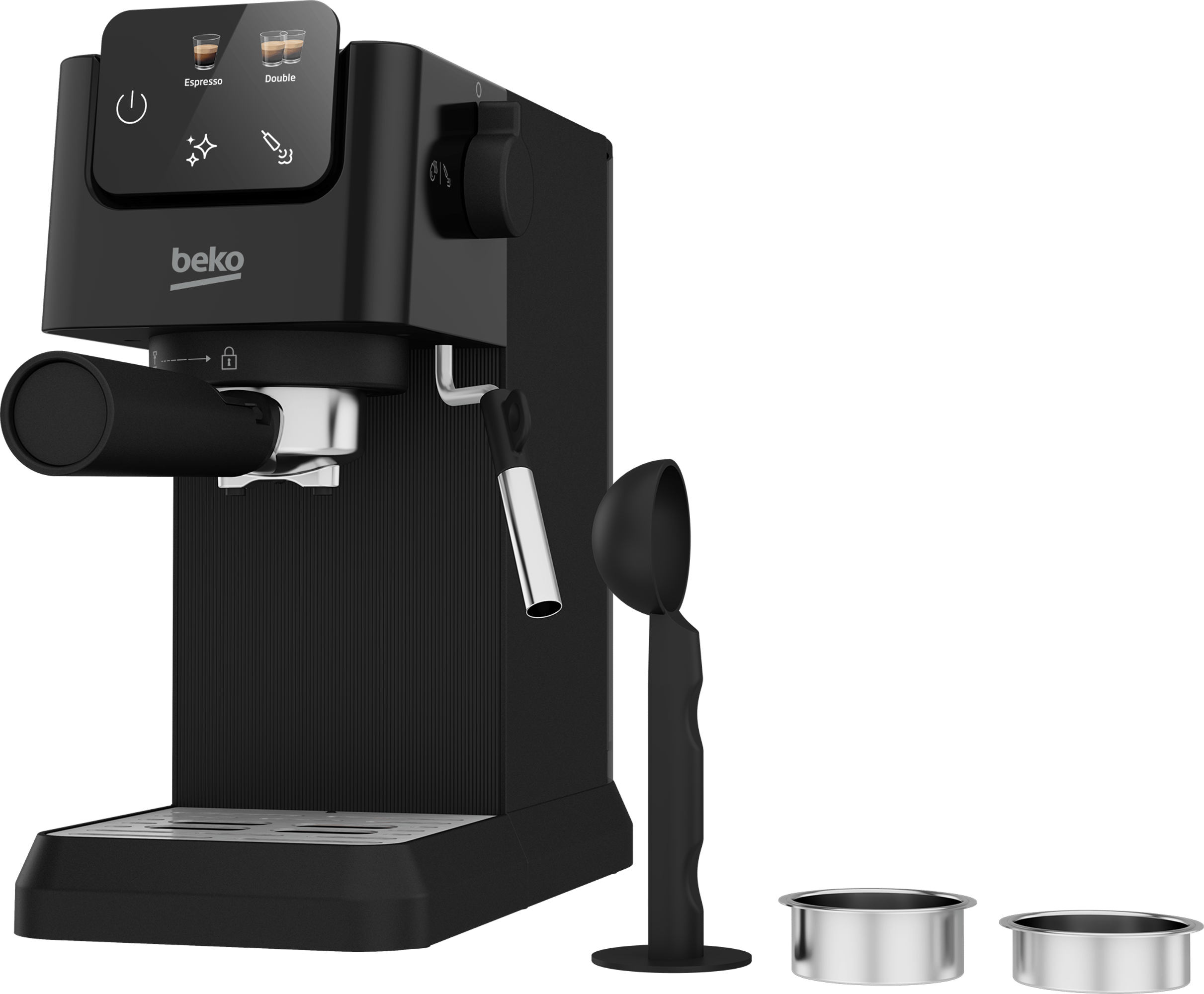 BEKO - CaffeExperto Manual Espresso Coffee Machine with Steam Wand - Black - CEG5302B - Kitchenary