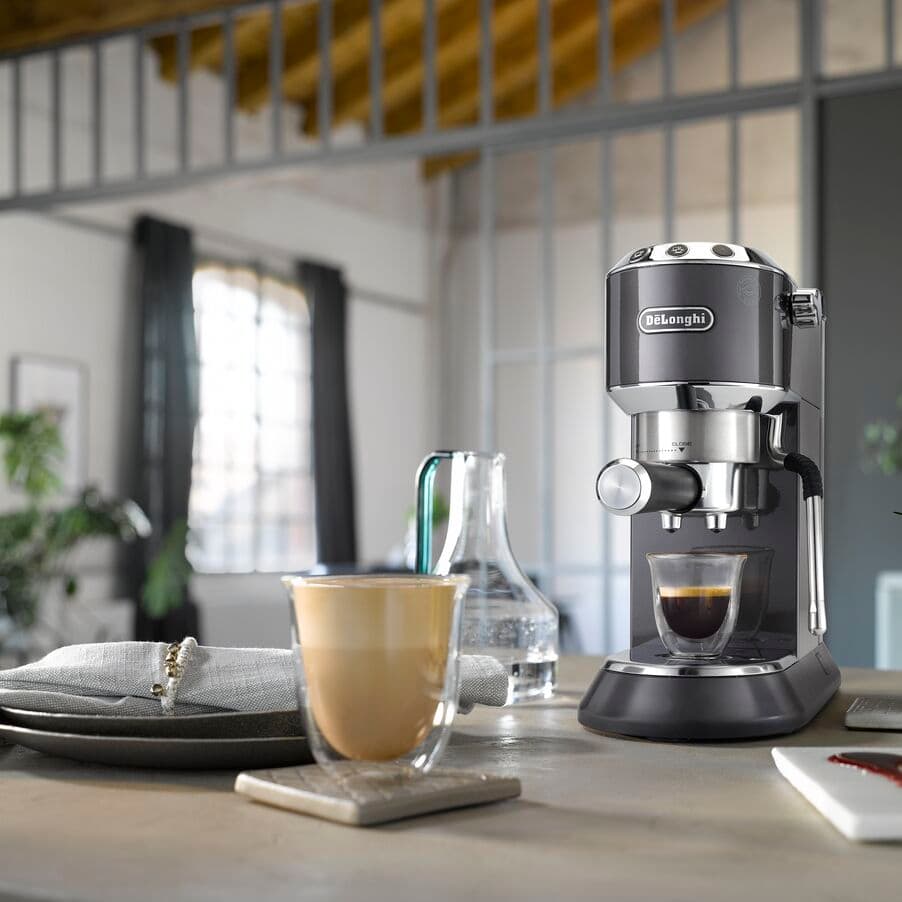 DELONGHI - Dedica Arte Manual Coffee Machine - Grey  - EC885.GY - Kitchenary