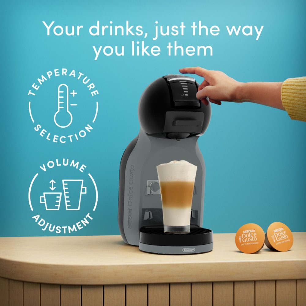 DELONGHI - Dolce Gusto Mini Me 2 Pod Coffee Machine - Black & Anthracite - EDG335.B - Kitchenary