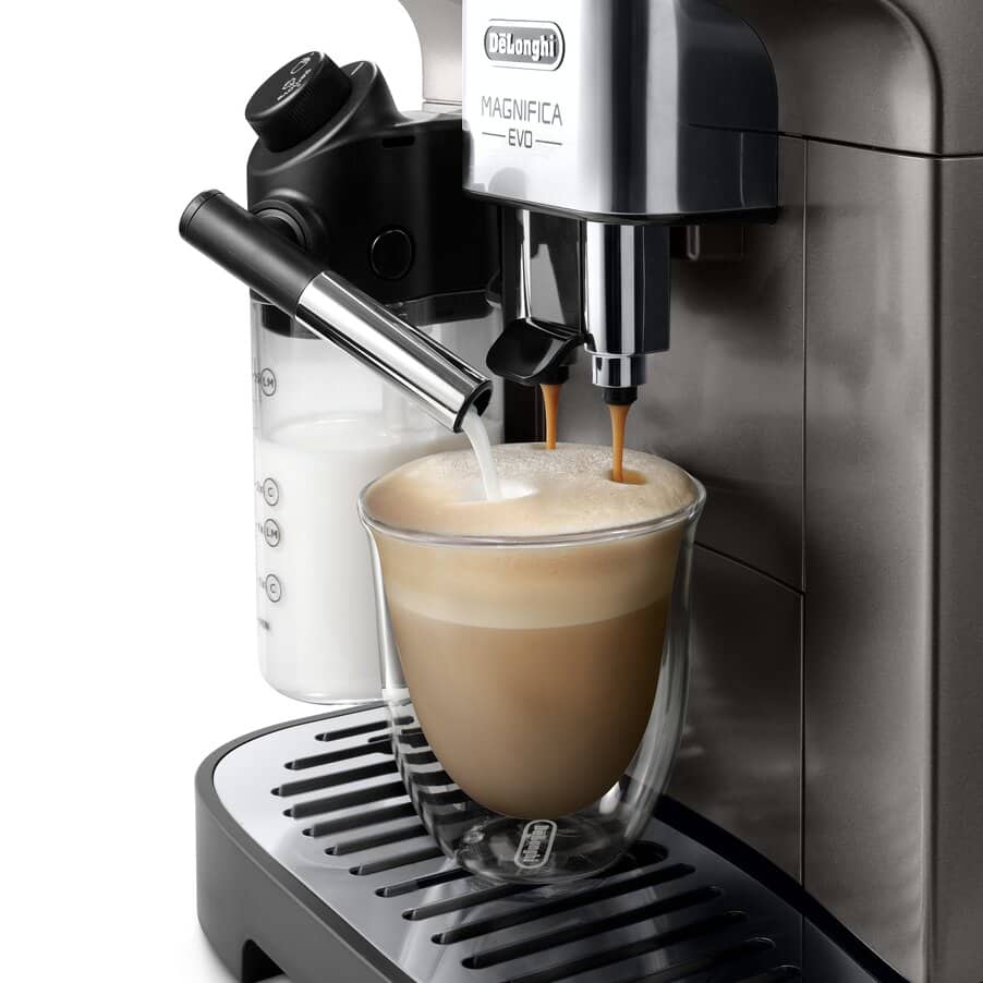 DELONGHI - Magnifica Evo Milk Bean to Cup Automatic Coffee Machine - Grey and Black - ECAM290.83.TB - Kitchenary