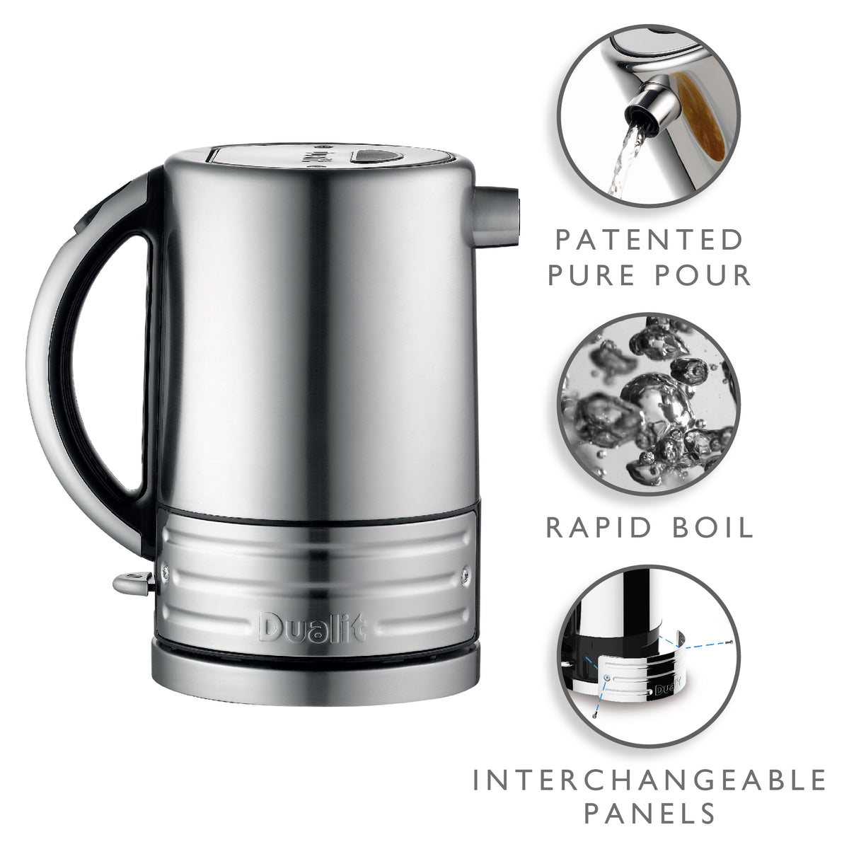 DUALIT - 1.5L Architect Kettle - Black & Brushed Steel - 72905 - Kitchenary