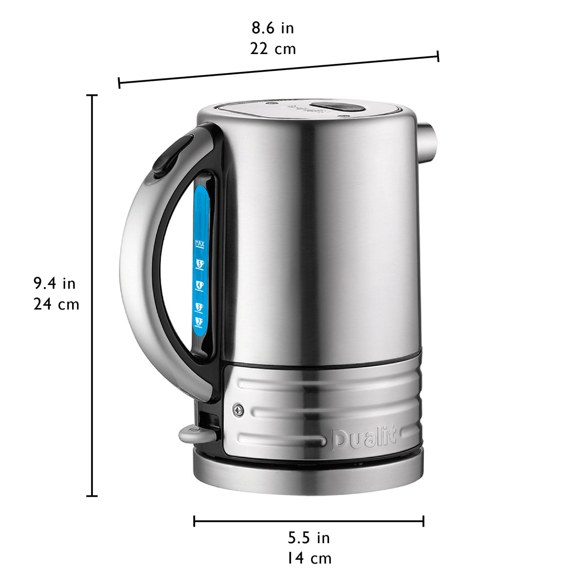 DUALIT - 1.5L Architect Kettle - Black & Brushed Steel - 72905 - Kitchenary