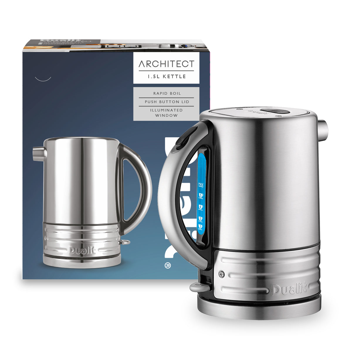 DUALIT - 1.5L Architect Kettle - Black & Brushed Steel - 72905 - Kitchenary