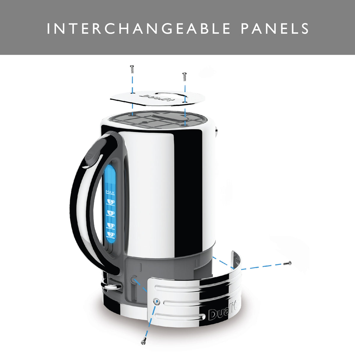 DUALIT - 1.5L Architect Kettle - Grey & Polished Steel - 72926 - Kitchenary