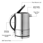 DUALIT - 1.5L Architect Kettle - Grey & Polished Steel - 72926 - Kitchenary