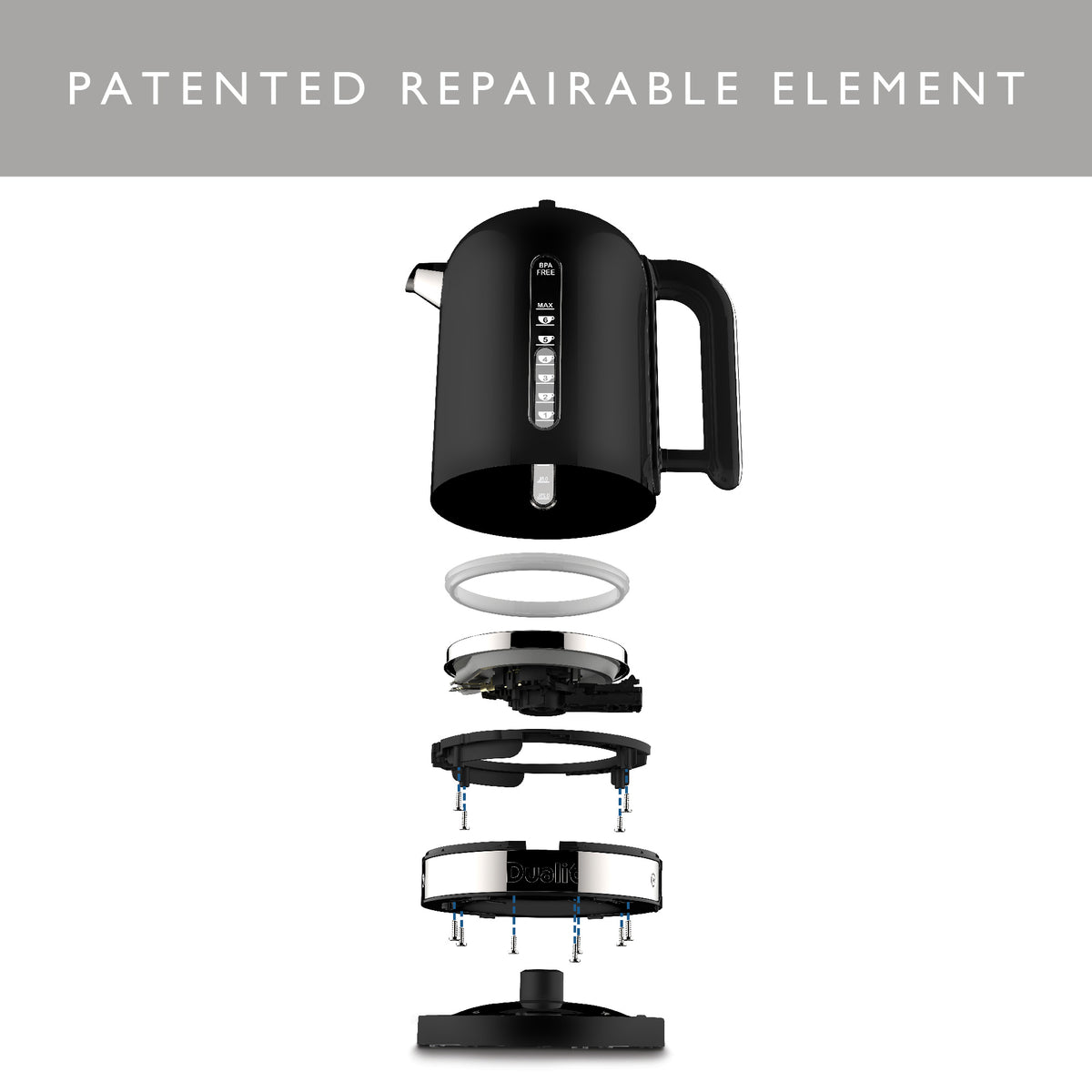 DUALIT - 1.7L Classic Quiet Boil Kettle - Black - 72785 - Kitchenary