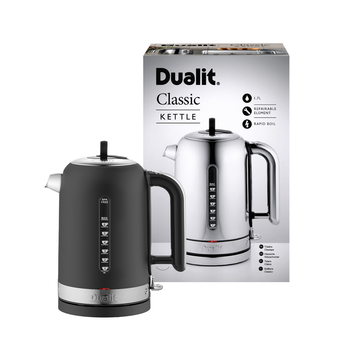 DUALIT - 1.7L Classic Quiet Boil Kettle - Black - 72785 - Kitchenary