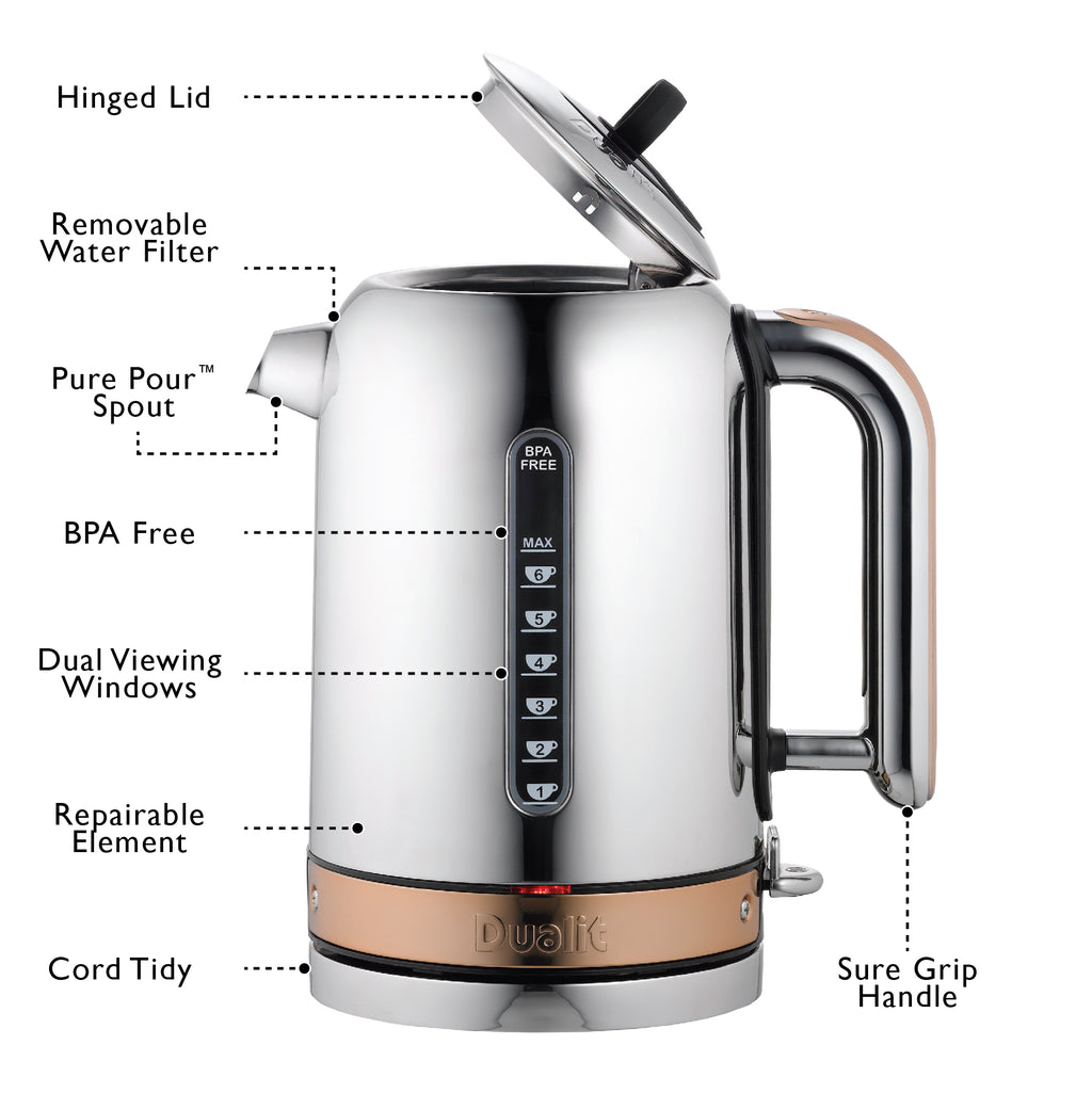 DUALIT - 1.7L Classic Quiet Boil Kettle - Copper - 72820 - Kitchenary