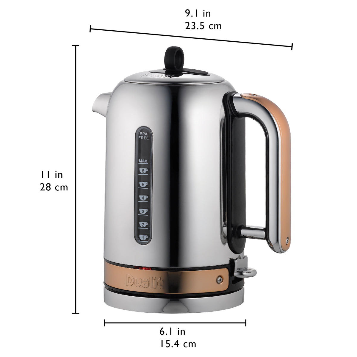 DUALIT - 1.7L Classic Quiet Boil Kettle - Copper - 72820 - Kitchenary