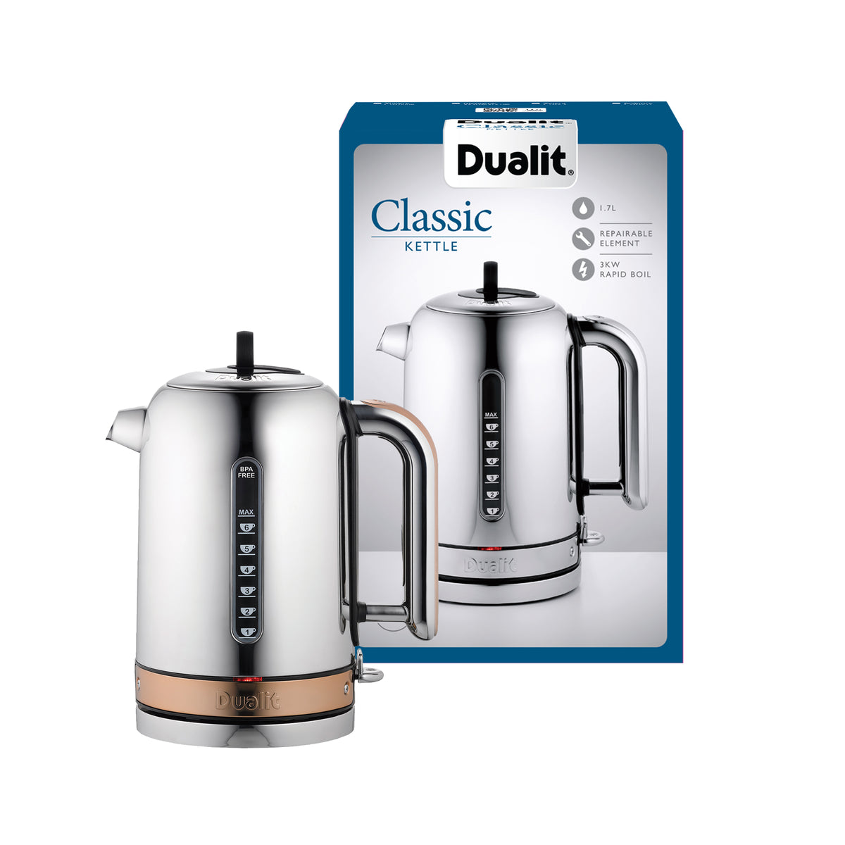 DUALIT - 1.7L Classic Quiet Boil Kettle - Copper - 72820 - Kitchenary