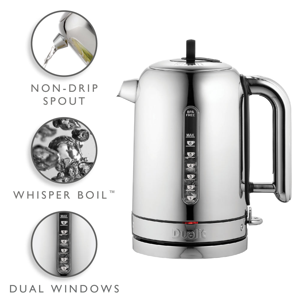 DUALIT - 1.7L Classic Quiet Boil Kettle - Polished - 72815 - Kitchenary