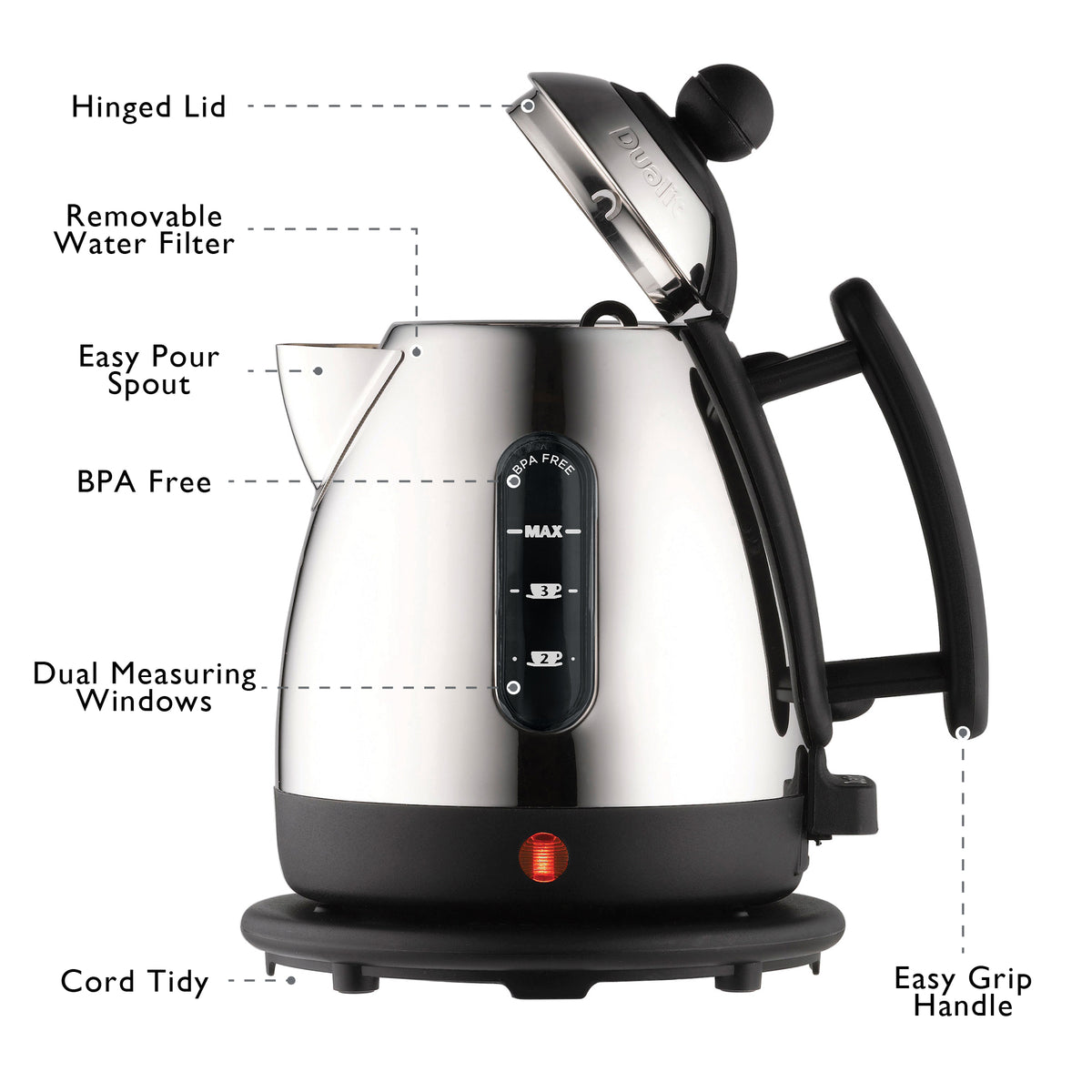 DUALIT - 1L Cordless Mini Jug Kettle - Black - 72200 - Kitchenary