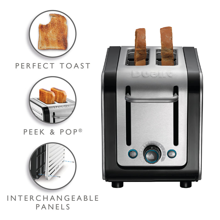 DUALIT - 2 Slice Architect Toaster - Black & Brushed Stainless Steel - 26505 - Kitchenary