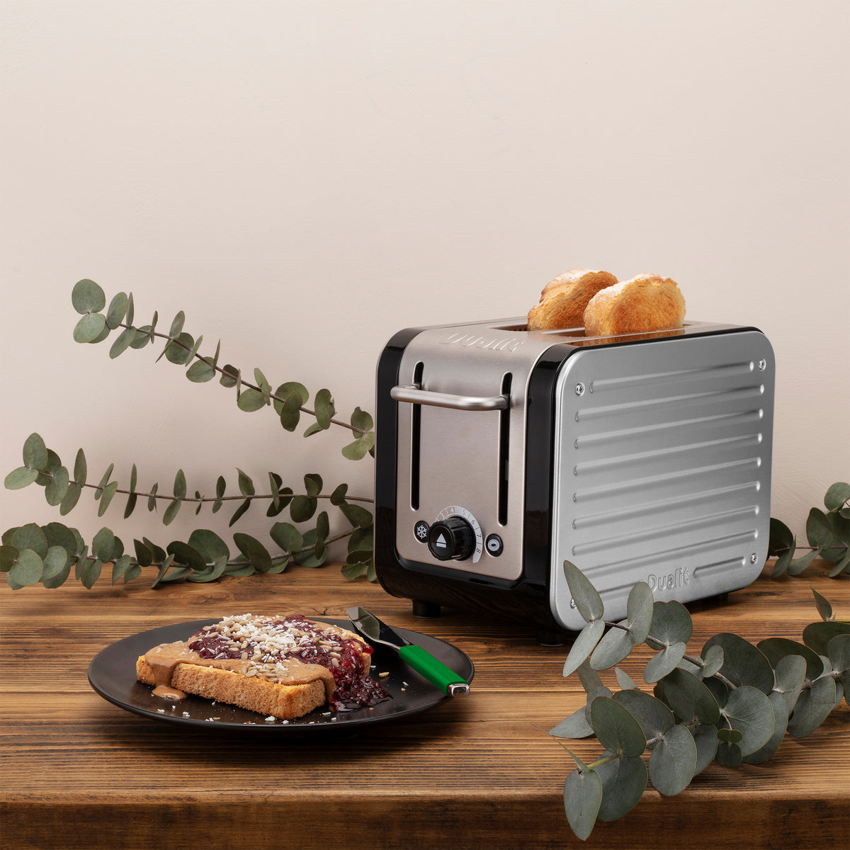 DUALIT - 2 Slice Architect Toaster - Black & Brushed Stainless Steel - 26505 - Kitchenary