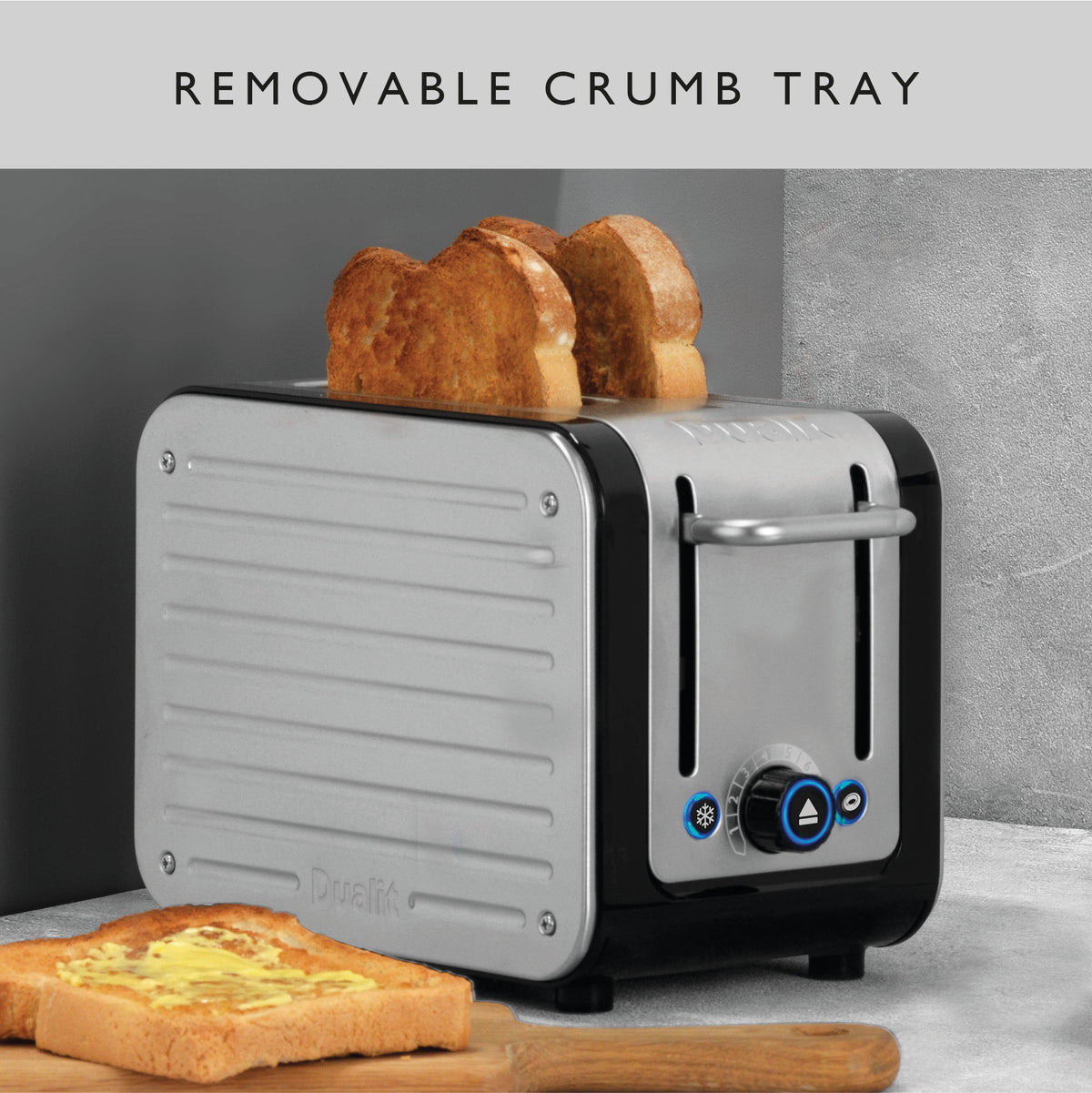 DUALIT - 2 Slice Architect Toaster - Black & Brushed Stainless Steel - 26505 - Kitchenary