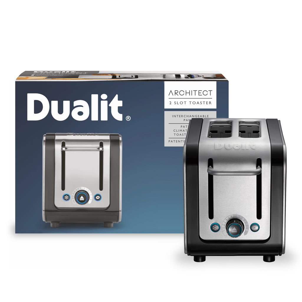 DUALIT - 2 Slice Architect Toaster - Black & Brushed Stainless Steel - 26505 - Kitchenary