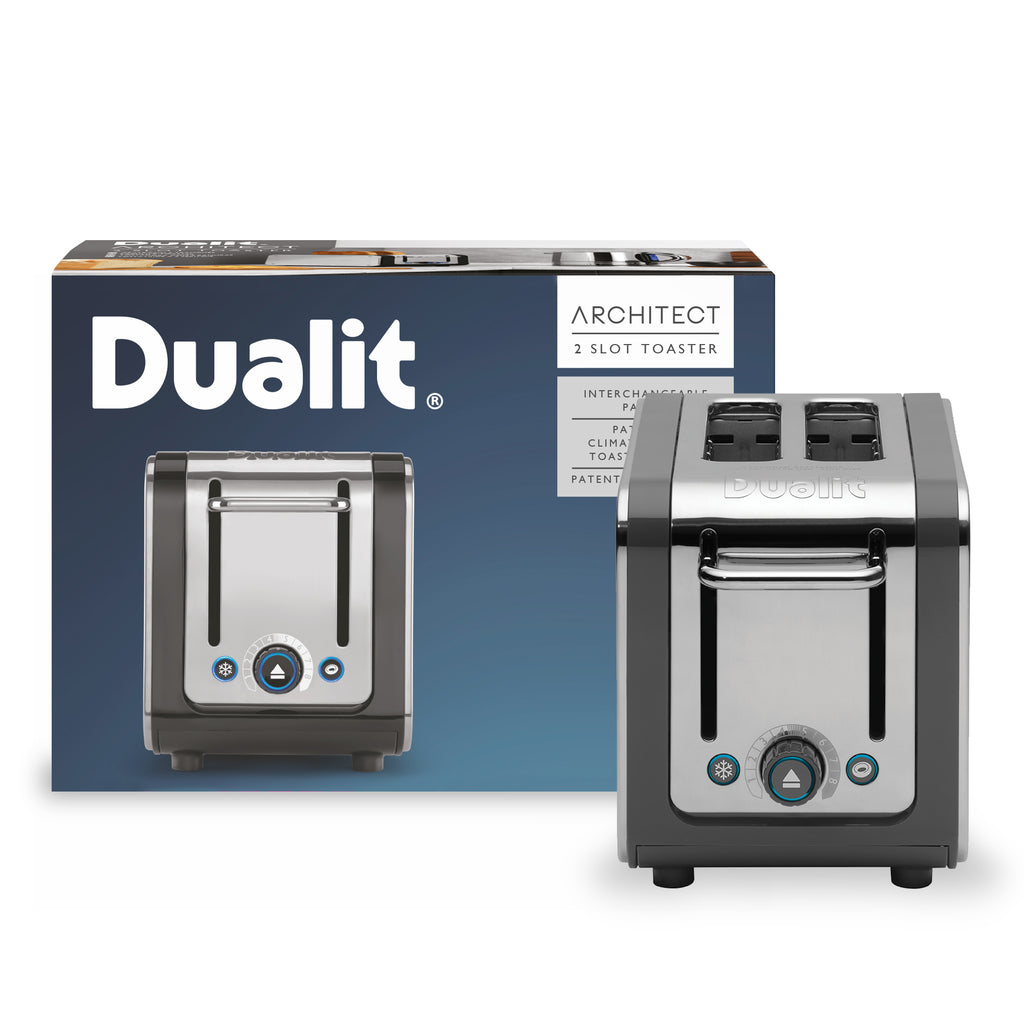 DUALIT - 2 Slice Architect Toaster - Grey & Stainless Steel - 26526 - Kitchenary