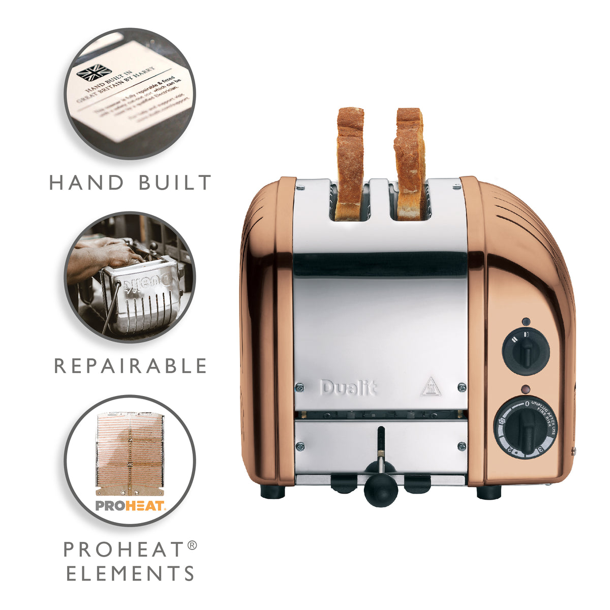 DUALIT - 2 Slice Classic Vario AWS Toaster - Copper - 27450 - Kitchenary
