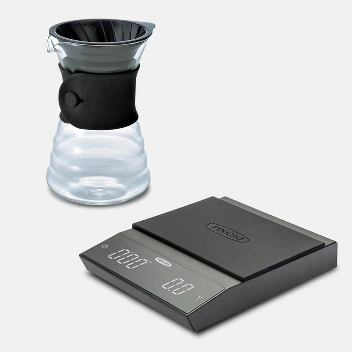 FEL-04 - Hario V60 Drip Decanter and Felicita Incline Scale Bundle - Kitchenary