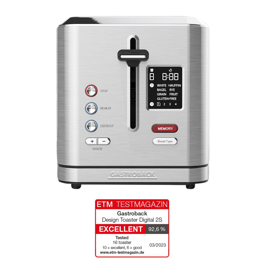 GASTROBACK - Design Digital Toaster 2 Slice - Stainless Steel - 62395 - Kitchenary