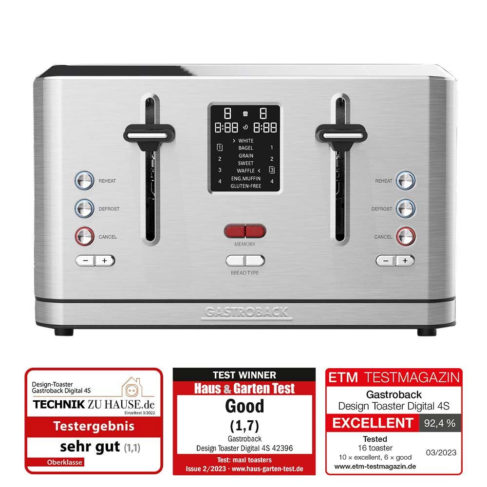 GASTROBACK - Design Digital Toaster 4 Slice - Stainless Steel - 62396 - Kitchenary