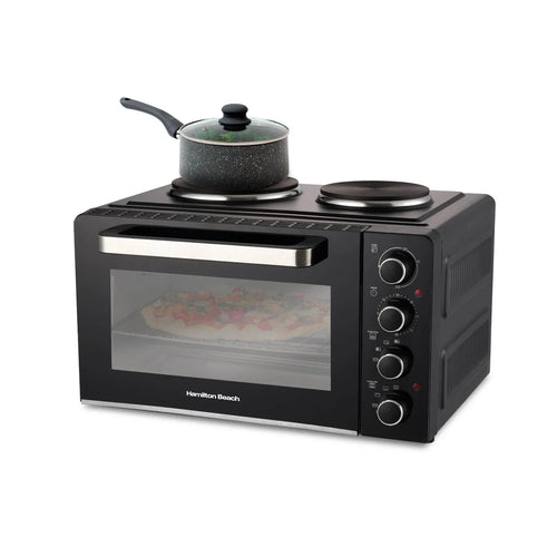 HAMILTON BEACH - 28L Mini Oven with Double Hotplate - HB28HDB - Kitchenary