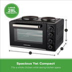 HAMILTON BEACH - 28L Mini Oven with Double Hotplate - HB28HDB - Kitchenary