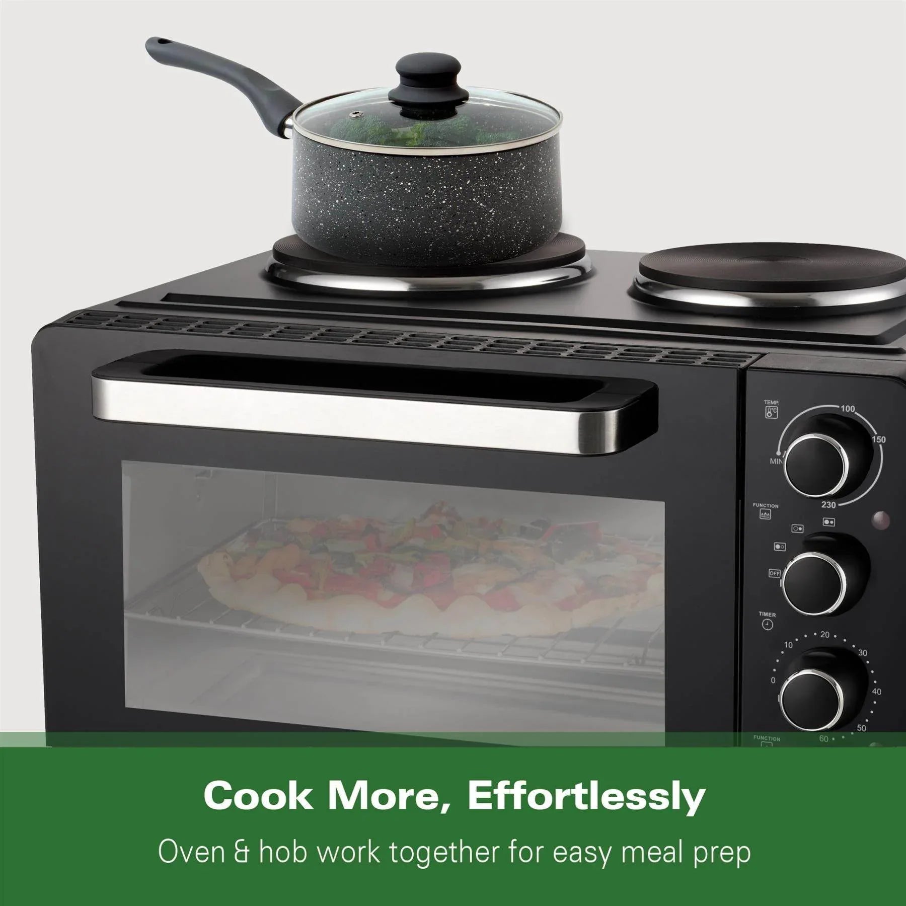 HAMILTON BEACH - 28L Mini Oven with Double Hotplate - HB28HDB - Kitchenary
