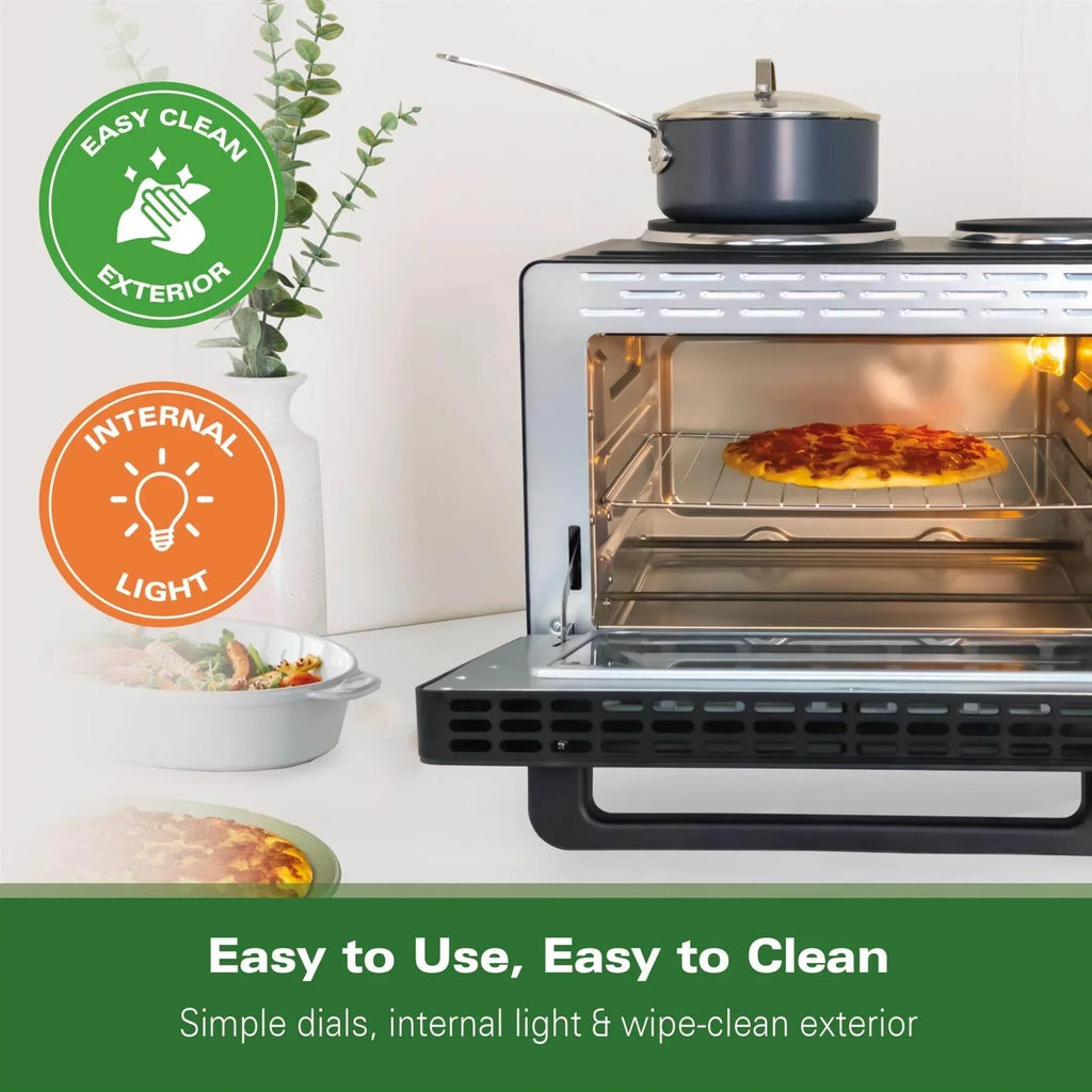 HAMILTON BEACH - 28L Mini Oven with Double Hotplate - HB28HDB - Kitchenary